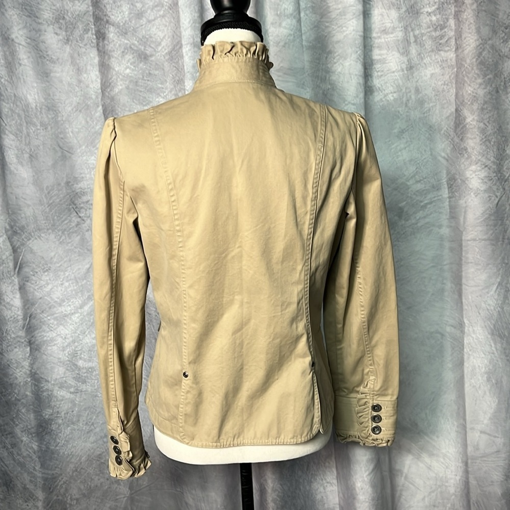 Eddie Bauer Khaki Ruffle Collar Safari Jacket with Ruffle Cuffs - MP - Picture 5 of 16